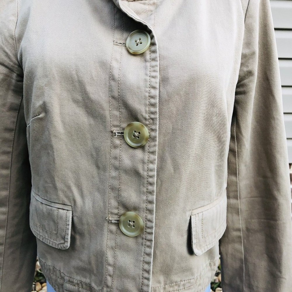J. Crew Chino Boxy Khaki Tan Jacket Size 4 Hipster Boho Preppy Casual Layering - Picture 2 of 6